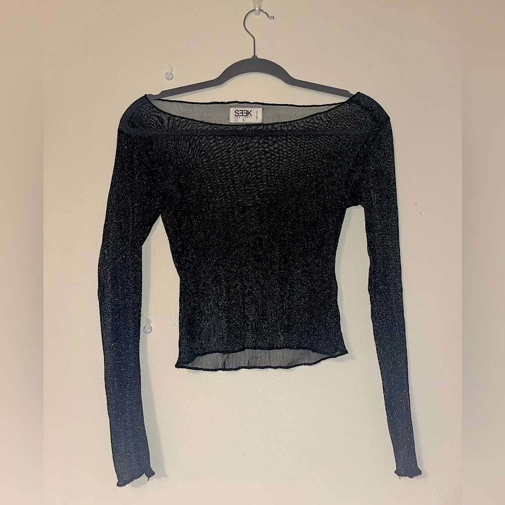 SOLD! SEEK the label black sparkly sheer Women's long sleeve